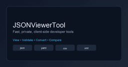 JSONViewerTool | Online JSON Viewer, Formatter &amp; Editor (Fast, Client-Side) logo